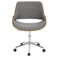 thumbnail image 4 of LumiSource Fabrizzi Office Chair in Chrome Metal, Walnut Wood, Grey Fabric color, 4 of 7