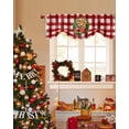thumbnail image 4 of Christmas Golden Retriever Tie Up Valances Curtain, Cute Dog Pine Leaf Wreath Red Plaid Adjustable Rod Pocket Short Window Treatment Tie Up Curtains Valances for Kitchen Living Room Bathroom 60x18 In, 4 of 9