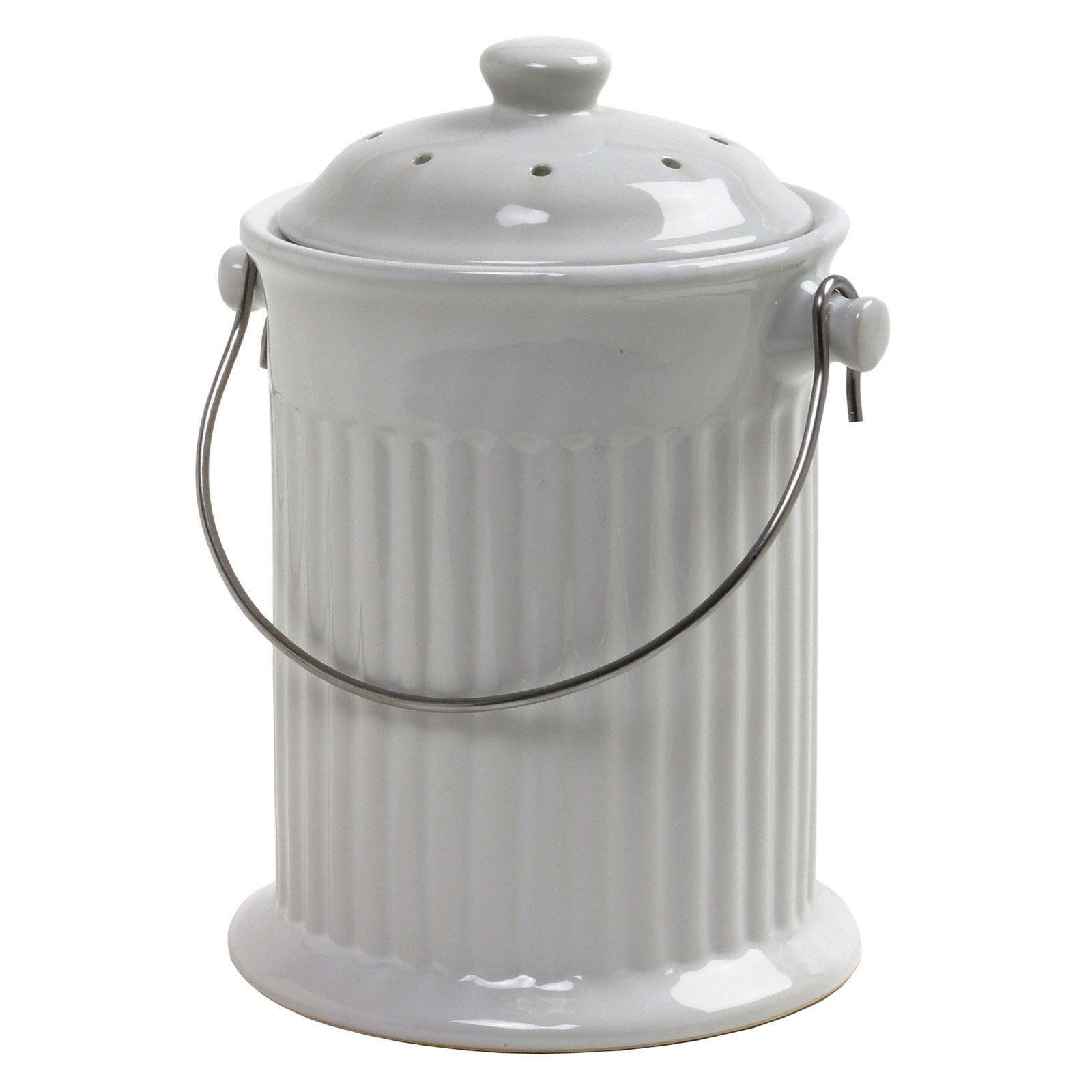 White Ceramic Compost Bin Bucket Compact Kitchen Countertop W White Ceramic Compost Bin Bucket