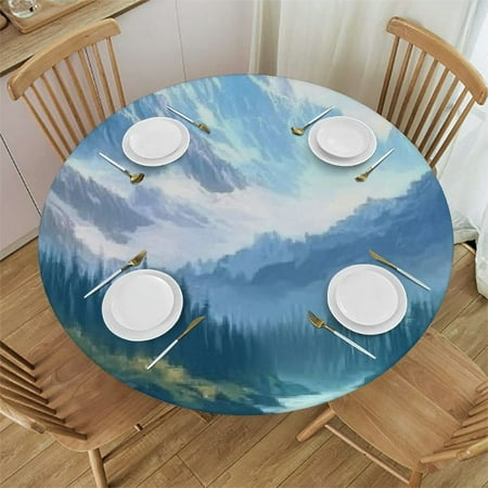 

Patifu Round Tablecloth 100% Polyester Stain-Resistant & Washable for Indoor Outdoor Restaurants Weddings Parties Kitchen Decorations Fit Table 100% Polyester 38 -42