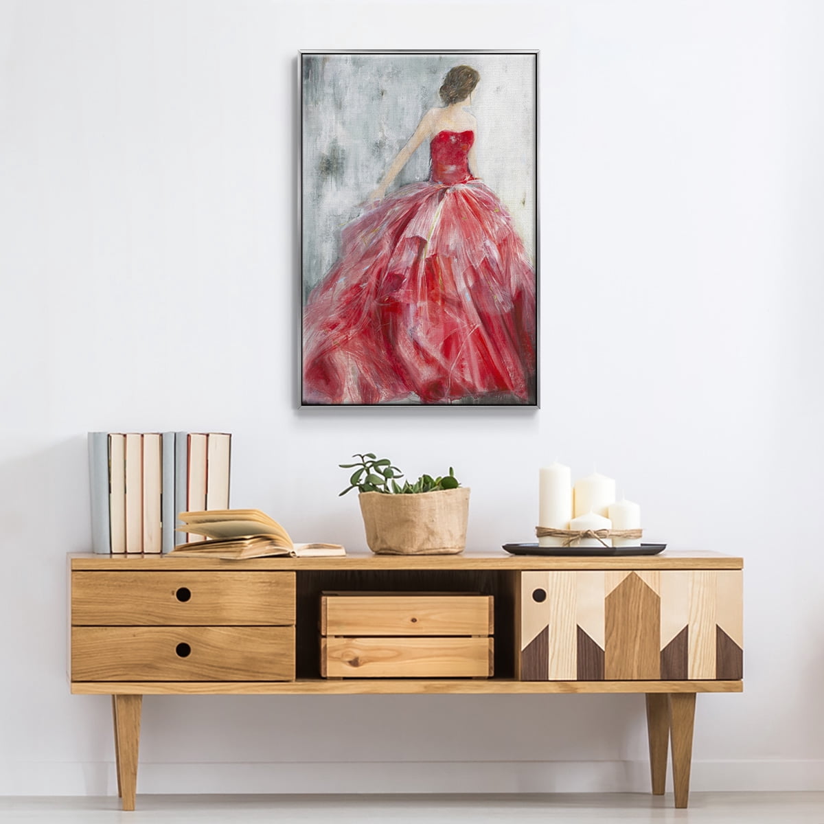 Redowa Framed Premium Gallery Wrapped Canvas - Ready to Hang - 27 x 41 - Silver Floating Frame