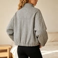 thumbnail image 4 of Norvella Womens Gingham Bomber Jackets Zip Up Stand Collar Long Sleeve Oversized Cropped Relaxed Fit Lightweight Windbreaker Coats, 4 of 8