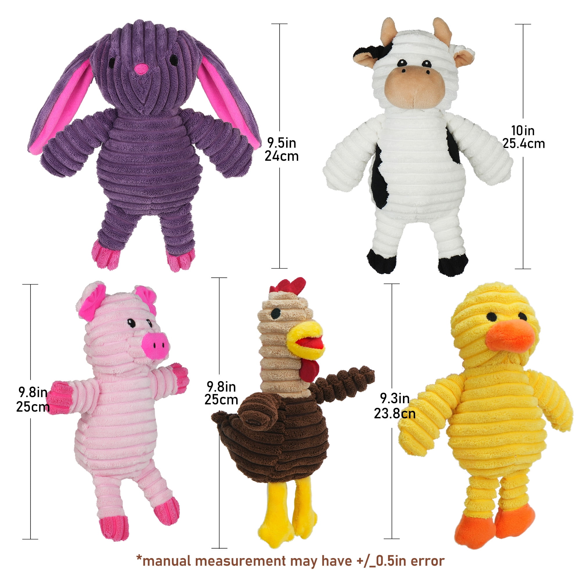 Prime Pets Dog Toys, 5 Pack, Squeaky Plush Dog Chew Toys Gift for Small Medium Large Dogs, Puppy