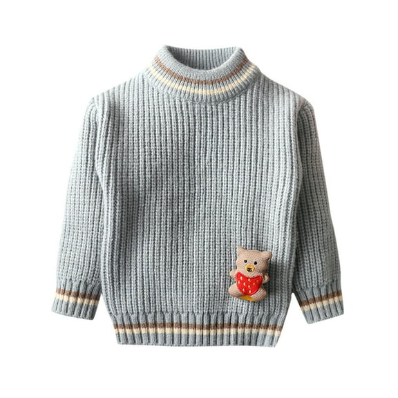 Odeerbi Kids Boys Girls Mock Neck Sweater Children Fashion Casual Winter Warm Long Sleeve Round Neck Pullover Sweater Knit Jumper Tops Light Blue