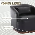 thumbnail image 6 of Swivel Barrel Chair, Comfy Round Accent Sofa Chair for Living Room, 360 Degree Swivel Barrel Club Chair, Leisure Arm Chair for Nursery, Hotel, Bedroom, Office, Lounge (Black PU), 6 of 9