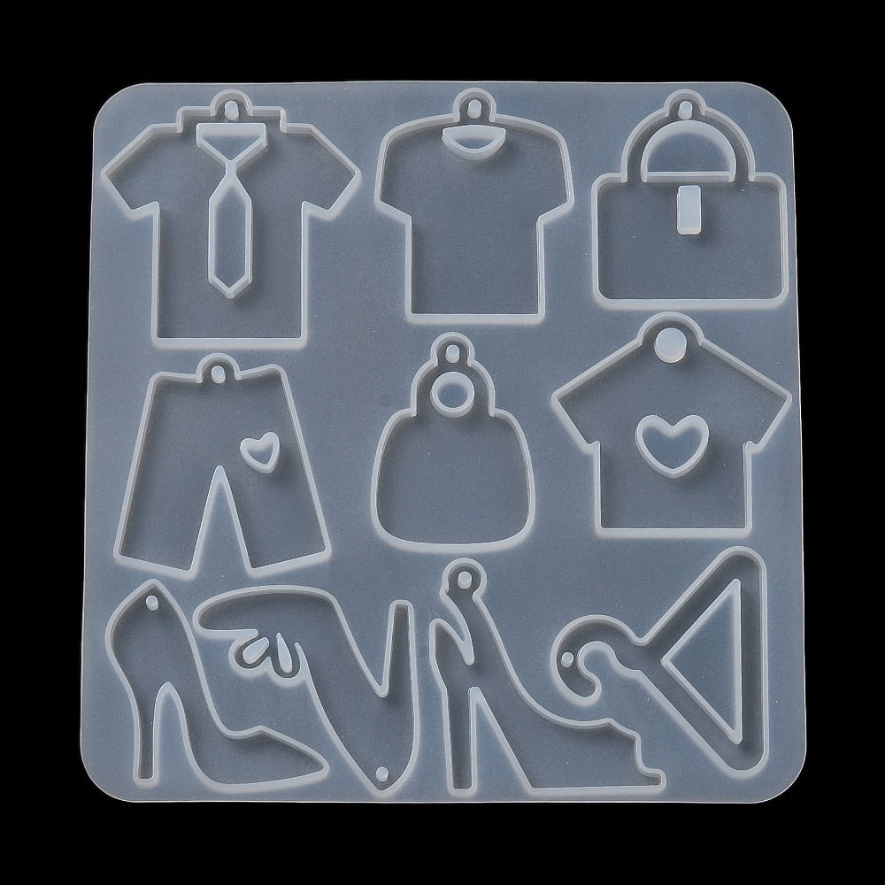 Shoes Clothes Hanger Bag Pendant DIY Silicone Molds Resin Casting Molds for UV Resin Epoxy Resin Craft Making 130x125x5mm Hole: 2mm Inner Diameter: 33~46x27~45mm
