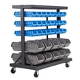 thumbnail image 1 of KFFKFF Étagère de Rangement à Bacs Roulants Double Face à 5 Niveaux, 68 Bacs en Plastique, Organisateur de Pièces Double Face avec Roues, Organisateur d'Outils Mobile, 1 of 9