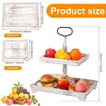 thumbnail image 6 of 2 Tier Wooden Cake Stand Rustic Cupcake Serving Tray with Metal Handle White Decorative Cupcake Holder Farmhouse Tiered Food Display Stands for Dessert Cake Snack Holiday Decoration, 6 of 8