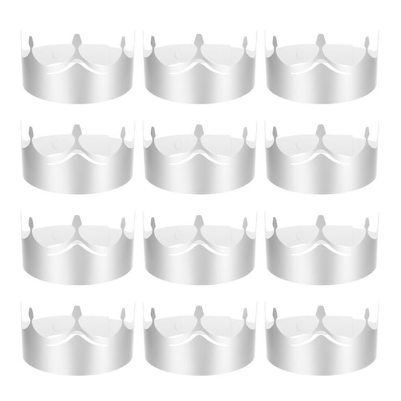 Uxcell 12 Pcs Paper Crowns Silver Foil Crown for Birthday,Arc Hollow Style