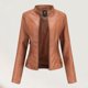 thumbnail image 1 of Chaqueta recortada para mujer Abrigo casual de cuero sintético Ropa de calle vintage Ygjytge Camello T L para Mujer, 1 of 9