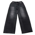 thumbnail image 7 of Boys Wide Leg Jeans, Solid Color Loose Straight Leg Full Length, Casual Fashion Denim Pants For Kids Black 5-6 Years, 7 of 7
