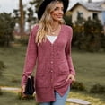 thumbnail image 5 of Defitshape Women's V Neck Top Long Cardigan Sweater Plus Size Long Sleeve Fitted Deep V Neck Casual Button Date Night Knitwear Burgundy 5X-Large, 5 of 5