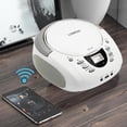 thumbnail image 2 of Reproductor de CD Boombox LONPOO Portable con FM/USB/Bluetooth Blanco, 2 of 7