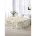 thumbnail image 5 of Beige Flowers King Size Flat Sheet, Wrinkleproof & Fadeproof Cooling Flat Bed Sheet Only, Farmhouse Botanical Floral Green Leaves Breathable Soft Bedding Top Sheets 105 x 98 Inches, 5 of 8
