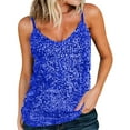 thumbnail image 2 of Wyobmus Womens Sequin Tops Scoop Neck Sleeveless Tanks Tops Sequin Sparkle Shimmer Spaghetti Strapes Blouses Summer Fashion Clothes Blue, 2 of 8