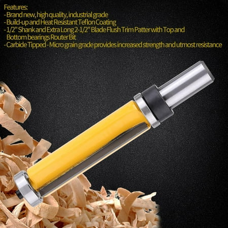 

Fdit Straight Router Bit Wood Edge Router Bit Straight Woodworking Router Bit Edge Finishing Tool 2-1/2 L x 3/4 Dia x 1/2 Shank w/ Bearings