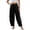 C-Black327, variant on DHFJKG Womens Harem Pants Summer Casual Loose Fit Mid Rise Pleated Solid Color Tapered Pants With Pockets Lightweight Linen Soft Leisure Trousers