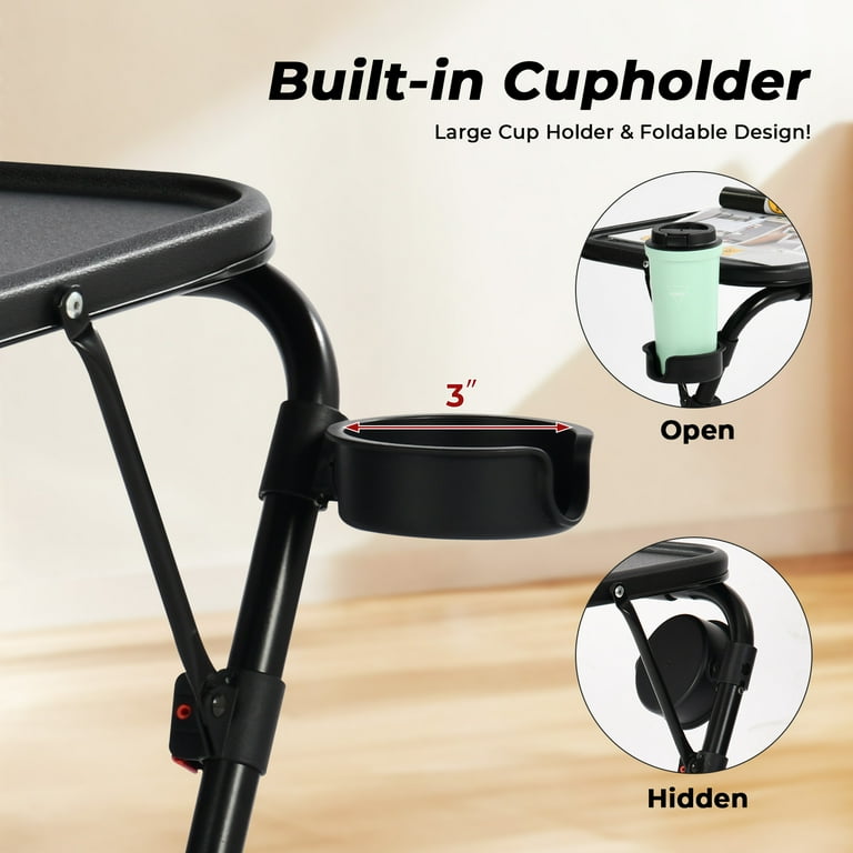 Homy Casa Folding TV Tray Table with Cup Holder, Adjustable Snack