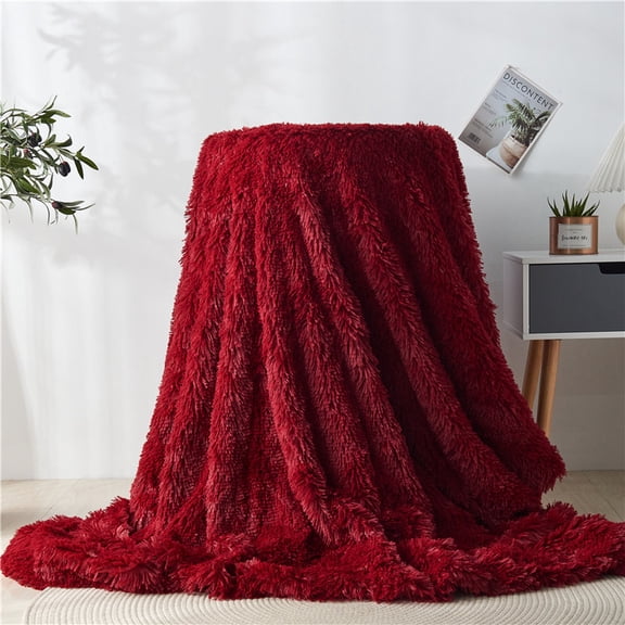 XmhyTop-A Faux Fleece Blanket Dark Red 130x160cm Throws - Extra Soft Fluffy Microfiber, 1 Piece