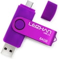 thumbnail image 1 of leizhan Micro Flash Drive 64GB Pen Drive Purple Android Phone Pendrive USB 2.0 Memory Stick for Samsung Galaxy,, 1 of 5