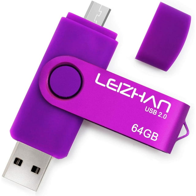 leizhan Micro Flash Drive 64GB Pen Drive Purple Android Phone Pendrive USB 2.0 Memory Stick for Samsung Galaxy,