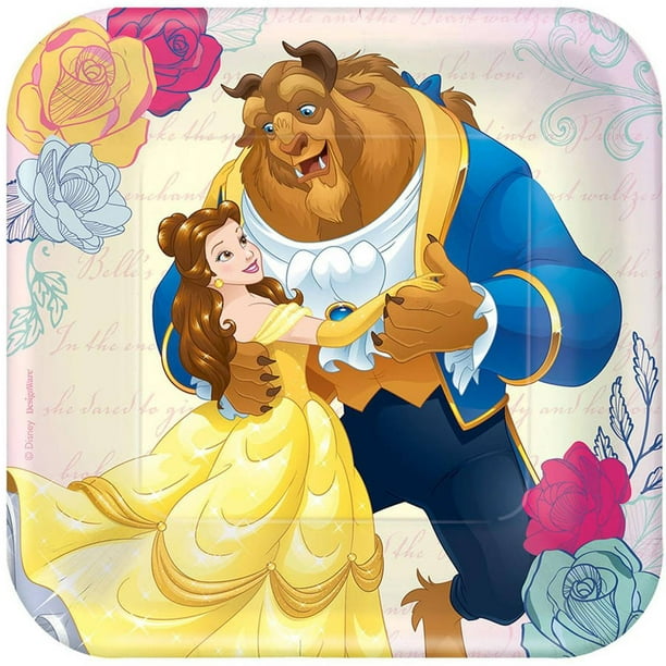 Disney Beauty And The Beast 7 Plates Pack Of 8 Walmart Com