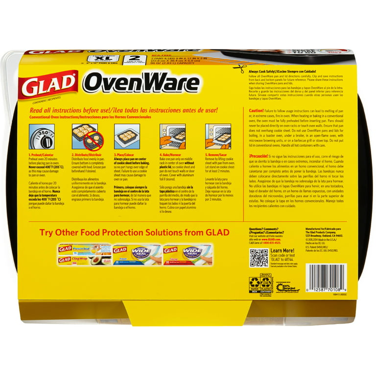 GLAD OVENWARE 8X8 PANS & LIDS, Paper & Plastic