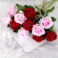 thumbnail image 2 of 1/3/5Pcs Artificial Flowers Bouquet Red Silk Fake Rose Flower for Wedding Home Table Decoration Christmas Valentine's Day Gifts, 2 of 6