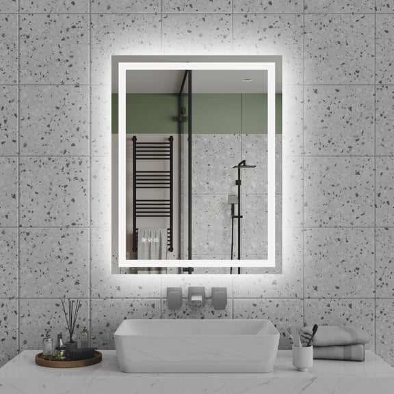 28"x36" LED Bathroom Mirror, Front-Lit and Back-Lit, 3 Color Tem Adjustable, Brightness Memory, Anti-fog LED Vanity Mirror[Unable to ship on weekends]
