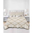 thumbnail image 2 of Full Size Quilt Bedding Set, Beige Moroccan Reversible Summer Quilt 3 Pieces, Morocco Geometric Quatrefoil Lattice Lightweight Bedspreads Coverlets with 2 Pillow Shams for All Seasons, 2 of 5