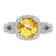 thumbnail image 2 of Dazzlingrock Collection 7mm Cushion Citrine & Round White Diamond Halo Split Shank Engagement Ring for Women (0.25 ctw, Color I-J, Clarity I2-I3) in 925 Sterling Silver, Size 6, 2 of 5