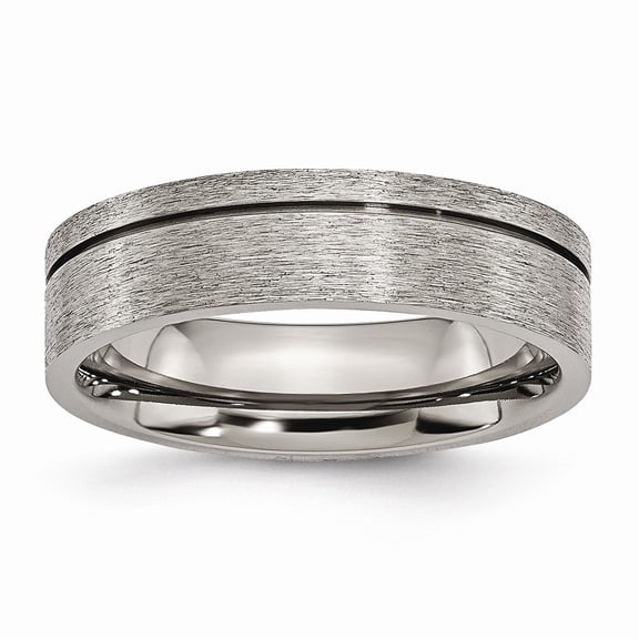 Titanium Grooved 6mm Satin Band Ring - Size 8