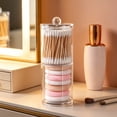 thumbnail image 6 of Cotton Round Holder with Lid, Clear Cotton Pad Dispenser for Bathroom Vanity, Shatterproof Countertop Organizer Apothecary Jar for Makeup Remover Pads & Skincare Routine Storage, 6 of 7