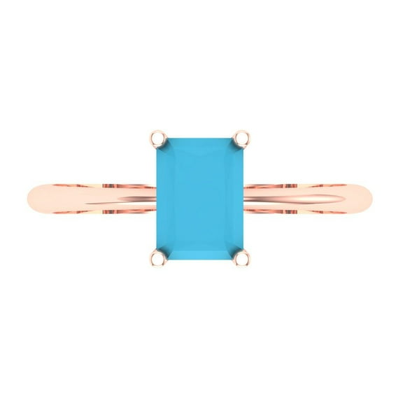 Clara Pucci 14K Rose Gold 1ct Turquoise Solitaire Ring for Women
