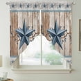 thumbnail image 2 of Texas Star Rustic Swag Valances for Windows, Kitchen Window Curtains Over Sink, Country Blue Berry Brown Wooden Plank Window Treatment Curtains for Living Room/Bedroom Curtains 2 Panel Sets 36"x45", 2 of 8