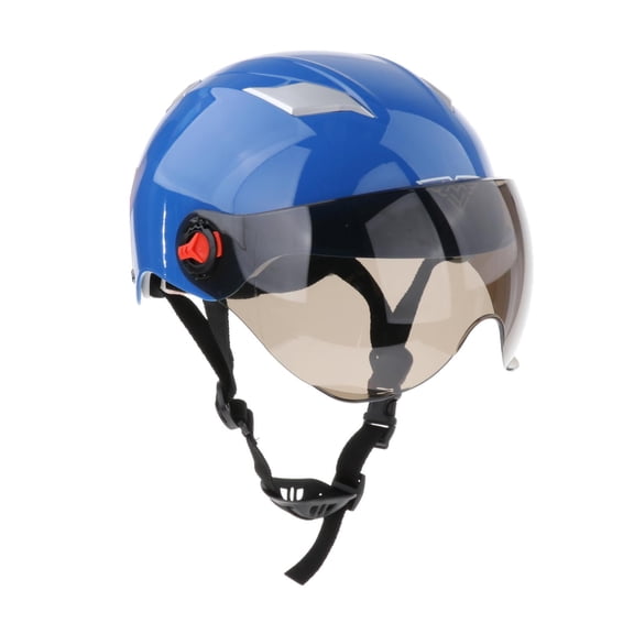 Casco de motocicleta abierta, casco de carreras de circunferencia de cabeza de 56-62 protección de cabeza con visera pa Azul DYNWAVEMX Medio sombrero de seguridad