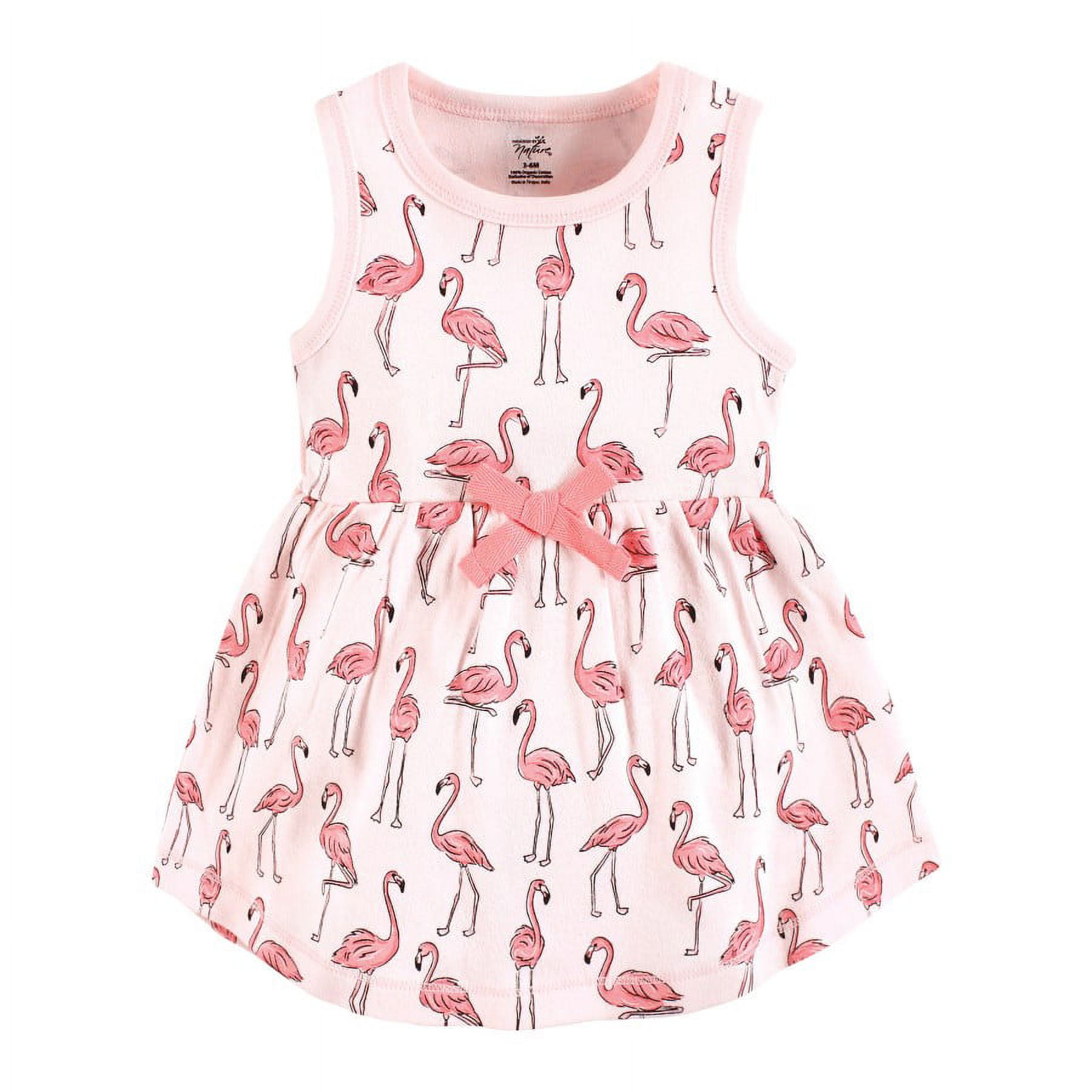 Touched by Nature Girl Organic Cotton Dresses, Pink Flamingo, 6-9 Months