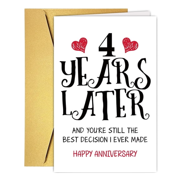 Tarjeta de aniversario Rualove Romántica de 4 años para marido y mujer