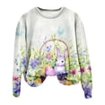 thumbnail image 4 of WEAIXIMIUNG Chandail en Molleton pour Femmes Col Rond Imprimé de Pâques Col Rond Pull Manches Longues Blouse Ample, 4 of 7