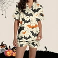 thumbnail image 6 of SwiftWear Spooky Halloween Pajama Shorts Set for Women - Cute Print Sleepwear & Lounge Wear, Button Top with Comfort Shorts 2 Pieces Pajamas Beige, 6 of 8