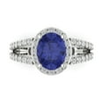 thumbnail image 2 of 2.78ct oval cut blue tanzanite 14k white gold halo Bridal Wedding Engagement Promise Anniversary Ring for Women size 8.25, 2 of 7