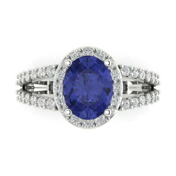 Clara Pucci 14K White Gold 2.6ct Tanzanite Solitaire with Accents Ring