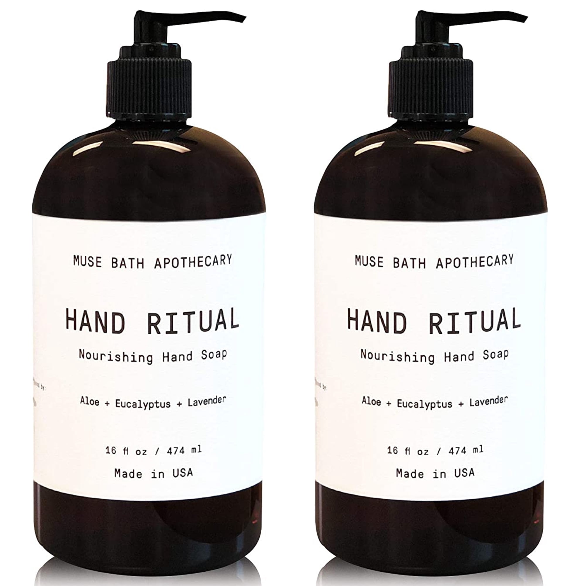 Muse Apothecary Hand Ritual Luxury Aromatherapy Liquid Hand Soap with Eucalyptus, Aloe Vera & Lavender Oil, 16 Oz 2-Pack