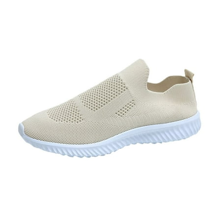 

kamemir Fashion Sneakers for Women 2026 Women s Wide Width Slip-On Sneaker(Beige 8)
