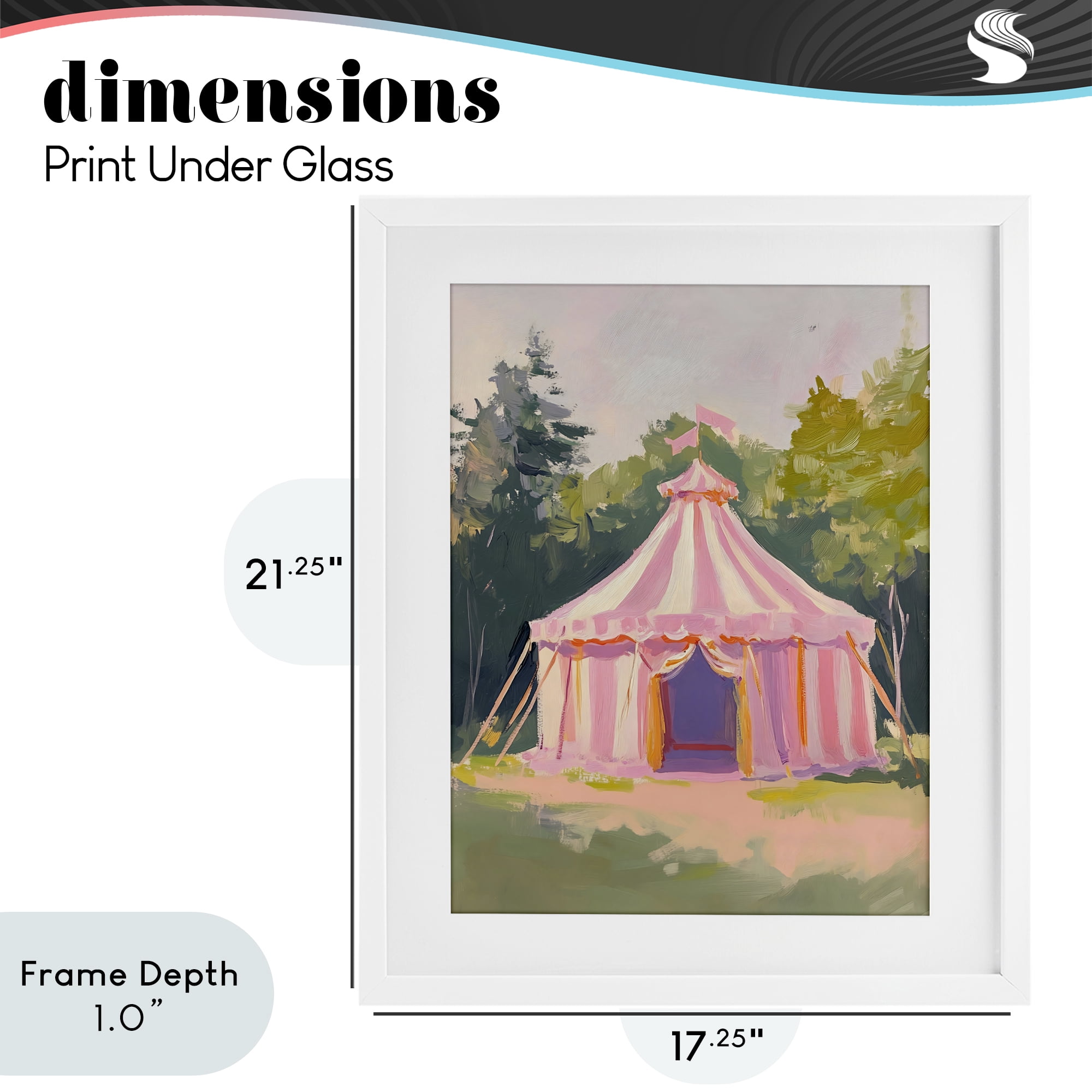 Stupell Industries Pink Circus Tent in Meadow White Framed Print Under Glass, design by The Prints Vibe