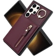 thumbnail image 4 of Samsung Galaxy S23 Ultra Case with Card Holder for Women, Samsung Galaxy S23 Ultra Phone Case Wallet with Credit Card with Ring Kickstand Zipper Shockproof Slim Stand Case - Red Wine, 4 of 18