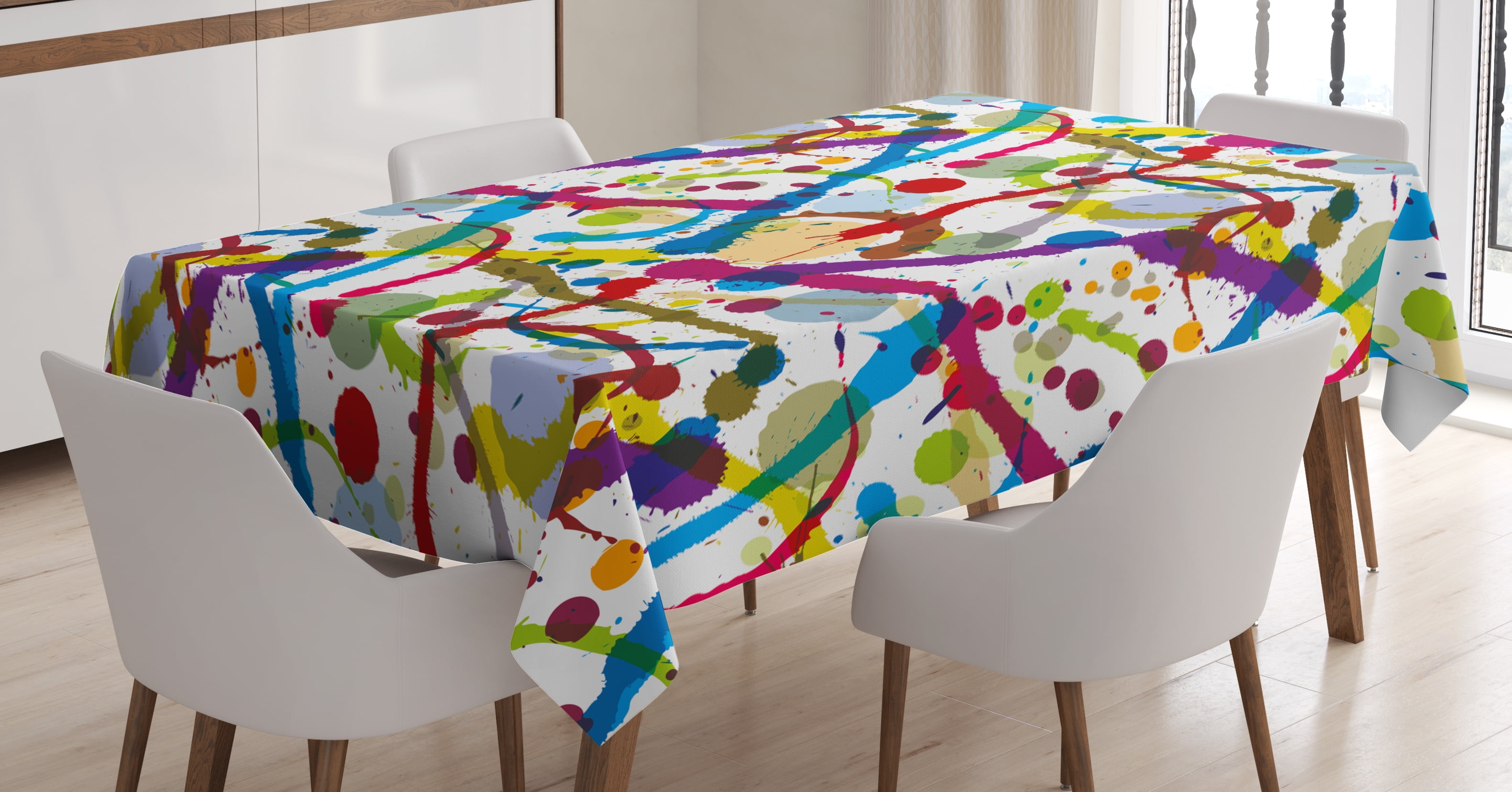 Grunge Tablecloth, Artistic Colorful Ink Splatters Creative Inspiration ...