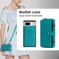 thumbnail image 4 of Dteck for Google Pixel 7 Wallet Phone case, PU Leather Multi-Function Detachable 2 in 1 Magnetic Card Holder Kickstand Zipper Shoulder Strap Purse Cover, Blue, 4 of 7