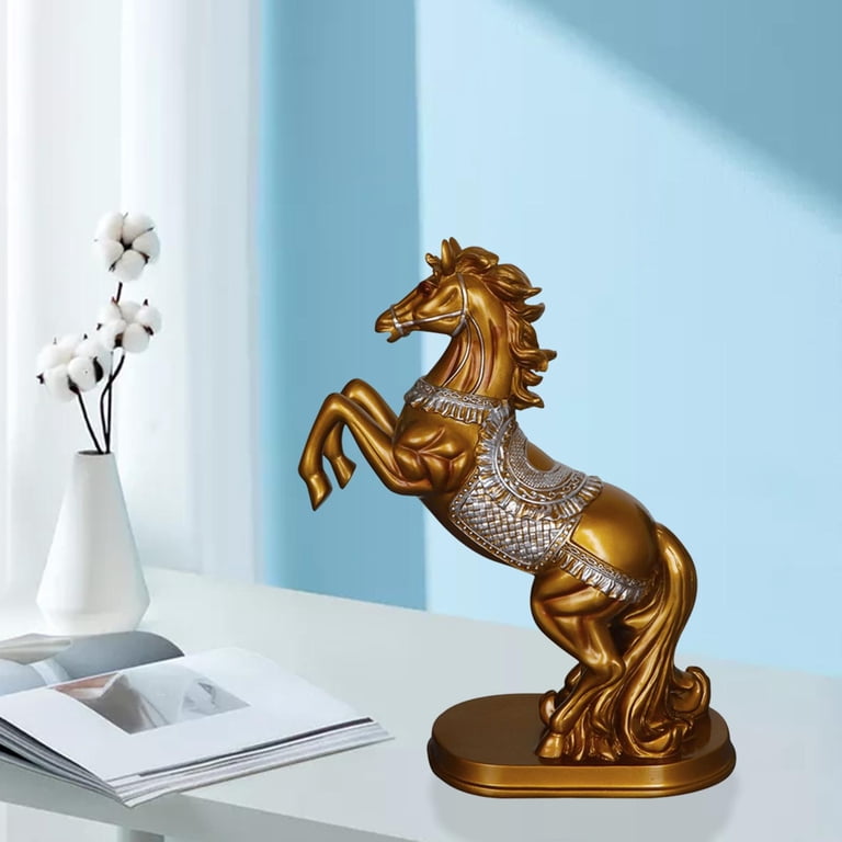 Gold Standing Horse Statue – 14.6 Inch Resin Figurine, Contemporary Tabletop Decor For Home Office 5 thumbnail image