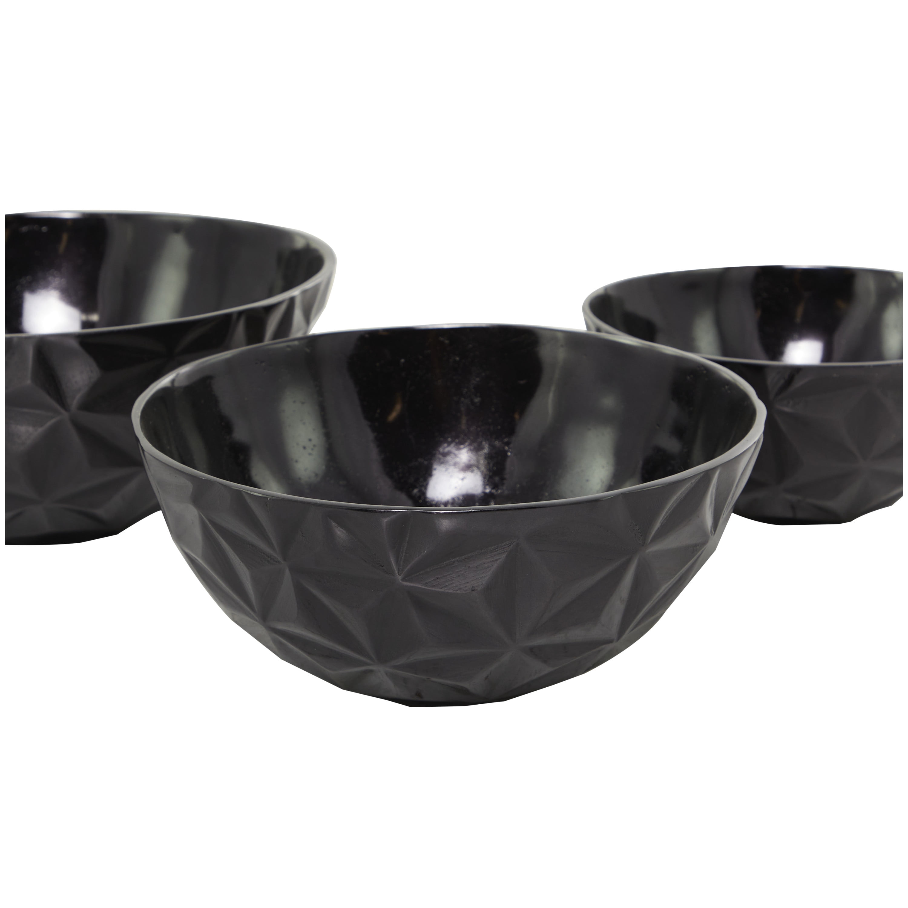 DecMode 5", 6"H Aluminum Modern Decorative Bowl, Black, 3-Piece